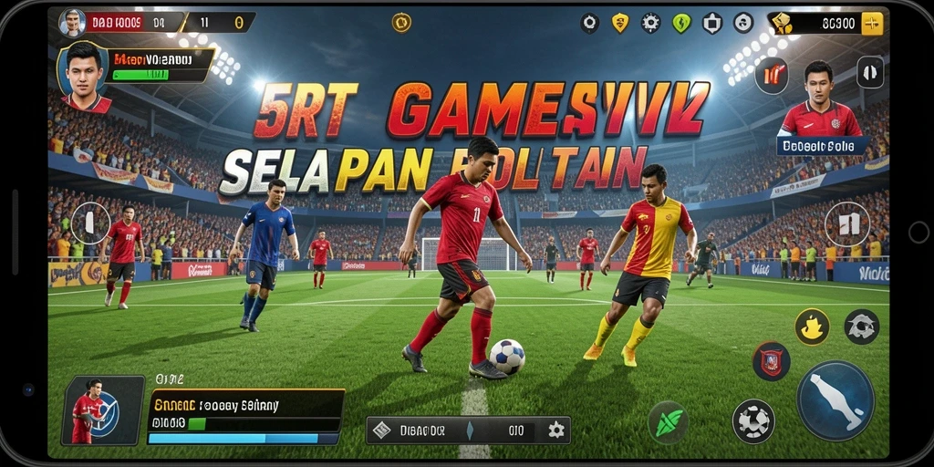 Screenshot 5RT menampilkan momen seru dalam pertandingan sepak bola.