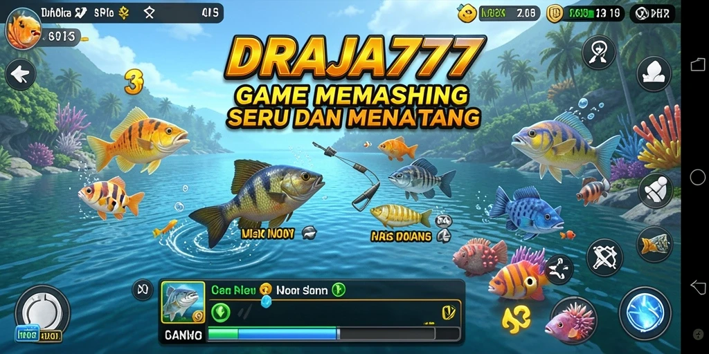 Tampilan gameplay DRAJA777 dengan aksi memancing yang menggembirakan.
