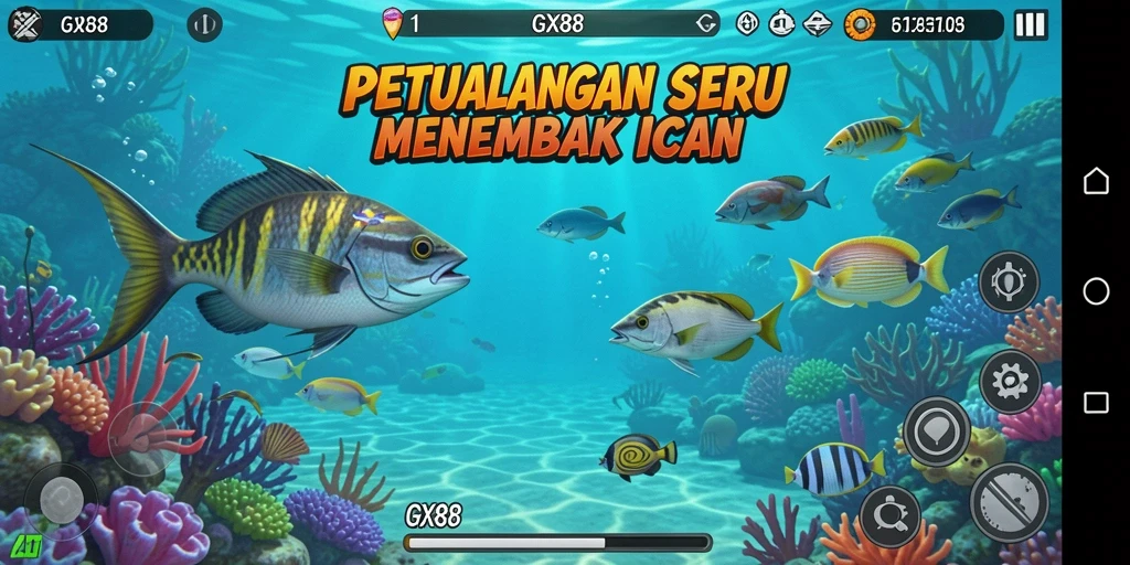 Tangkapan layar menampilkan gameplay seru Tembak Ikan di GX88.