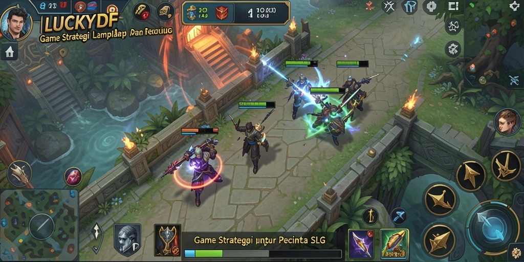 Tampilan gameplay dinamis dan strategis di LUCKYDF.