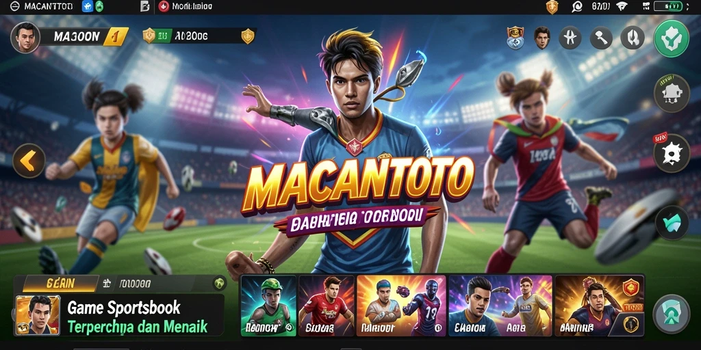 Tampilan menarik dari aplikasi MACANTOTO dengan fitur sportsbook.