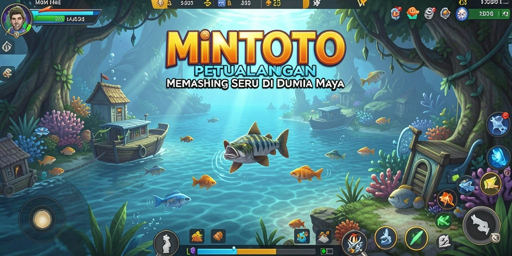 Tampilan gameplay MINTOTO dengan pemandangan memancing yang menarik.