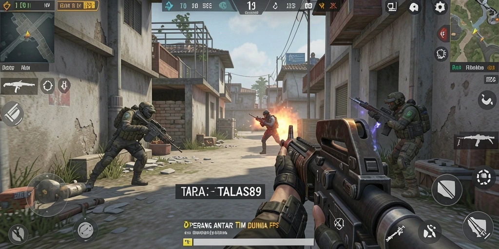 Tampilan aksi seru dari gameplay FPS di TALAS89.