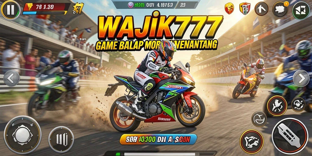 Screenshot gameplay WAJIK777 yang menunjukkan aksi balap motor.